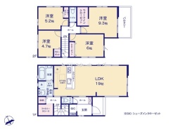 1号棟：ファミリークローク等収納充実の4LDK！19帖の広々リビングで家族のコミュニケーションもスムーズです！