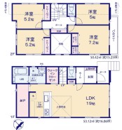 4LDK+N、吹抜完備。リビングイン階段で家族の様子が感じられる間取で収納も充実！コミュニケーションもとりやすい設計です！