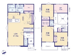 2号棟：吹抜完備の3LDK。リネン庫やWICなど収納も充実しています。スタディカウンターでお子様とのコミュニケーションもスムーズおこなえる間取です！
