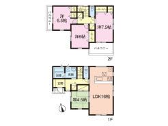 LDK＋和室に2面バルコニー完備。和室の押入も広々で来客時にも便利です。