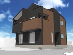 木目調とダークカラーを組み合わせたモダンな表情。端正なフォルムが住まう方の個性を引き立てます