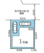車の出し入れもしやすい配置計画です。すっきりとした区画で、落ち着いた生活の場を描けます