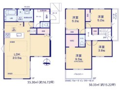 2号棟:
日々の暮らしが心地よく整う、ゆとりある空間設計が魅力の間取りです